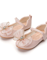 Spring New Girls' Single Shoes Cute Bow Rhinestone Soft Sole Flat Shoes - TryKid
