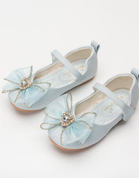 Spring New Girls' Single Shoes Cute Bow Rhinestone Soft Sole Flat Shoes - TryKid
