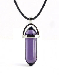 European And American Fashion Natural Crystal Hexagonal Column Pendant Necklace, Crystal Stone Faceted Diamond Pendant
