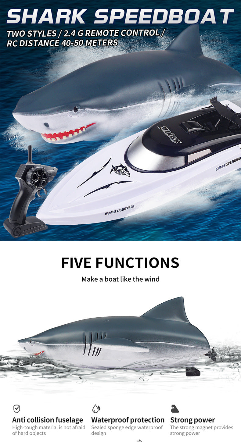 New Electric Shark RC Boat Vehicles Waterproof Swimming Pool Simulation Model Toys 2 In 1 High-speed Remote Control Boat - TryKid