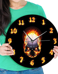 Burning Skull Wall Clock Hell Demon Death Skull Clock - TryKid
