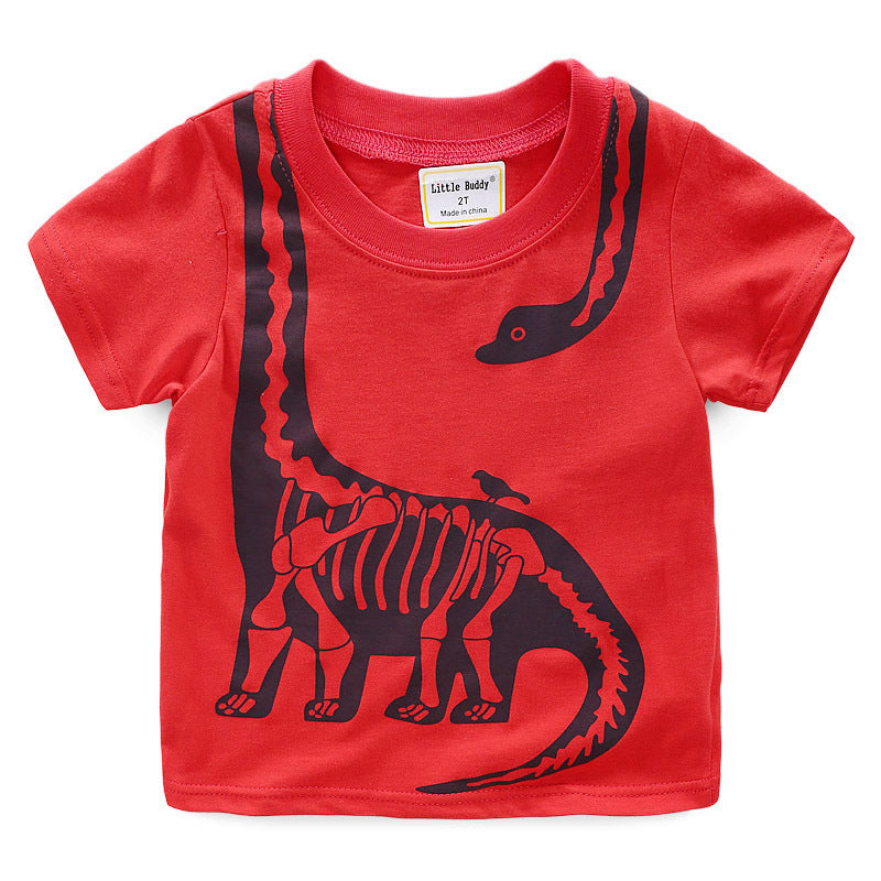Kids Dinosaur Print Summer Short Sleeve