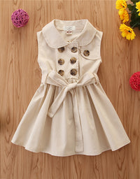 Summer Toddler Baby Girl Dress Kids Princess Casual Sleeveless Sash Button Party A-Line Dress Children Clothing 1-6Y - TryKid
