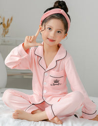 Children's Clothing Girls Cute Printing Long-sleeved Home Wear, Big Children's Thin Cotton Pajamas Set - TryKid
