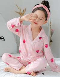 Children's Clothing Girls Cute Printing Long-sleeved Home Wear, Big Children's Thin Cotton Pajamas Set - TryKid
