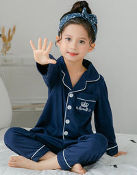 Children's Clothing Girls Cute Printing Long-sleeved Home Wear, Big Children's Thin Cotton Pajamas Set - TryKid
