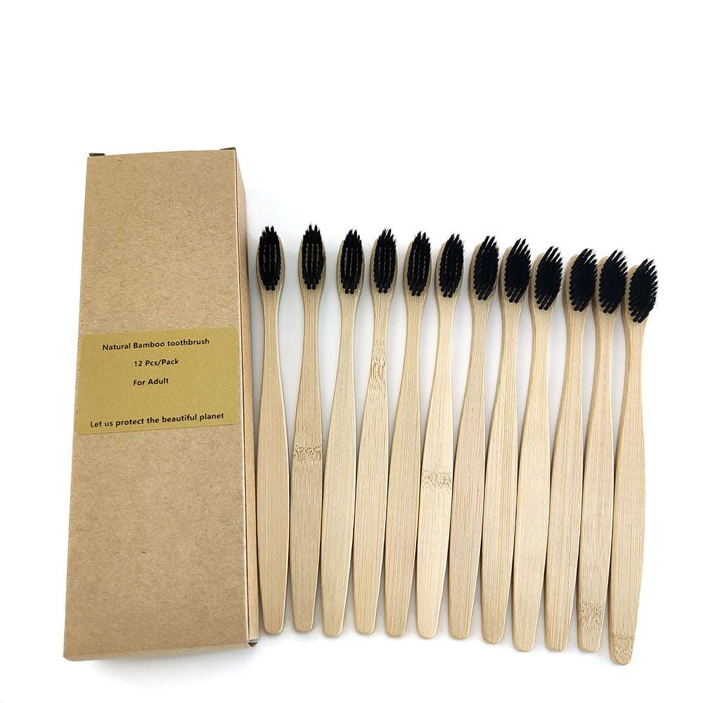 12 Bamboo charcoal environmentally friendly toothbrushes