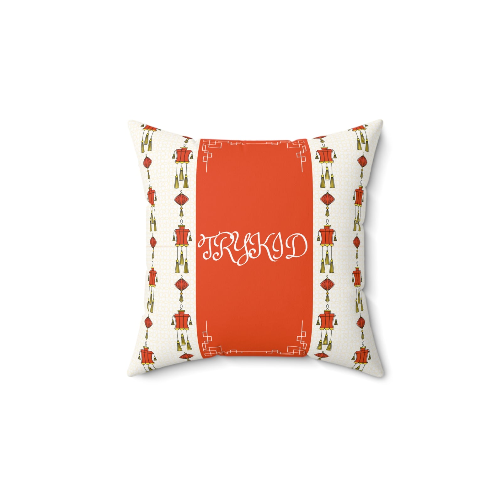 Spun Polyester TRYKID Happy lunar New Year Square Pillow
