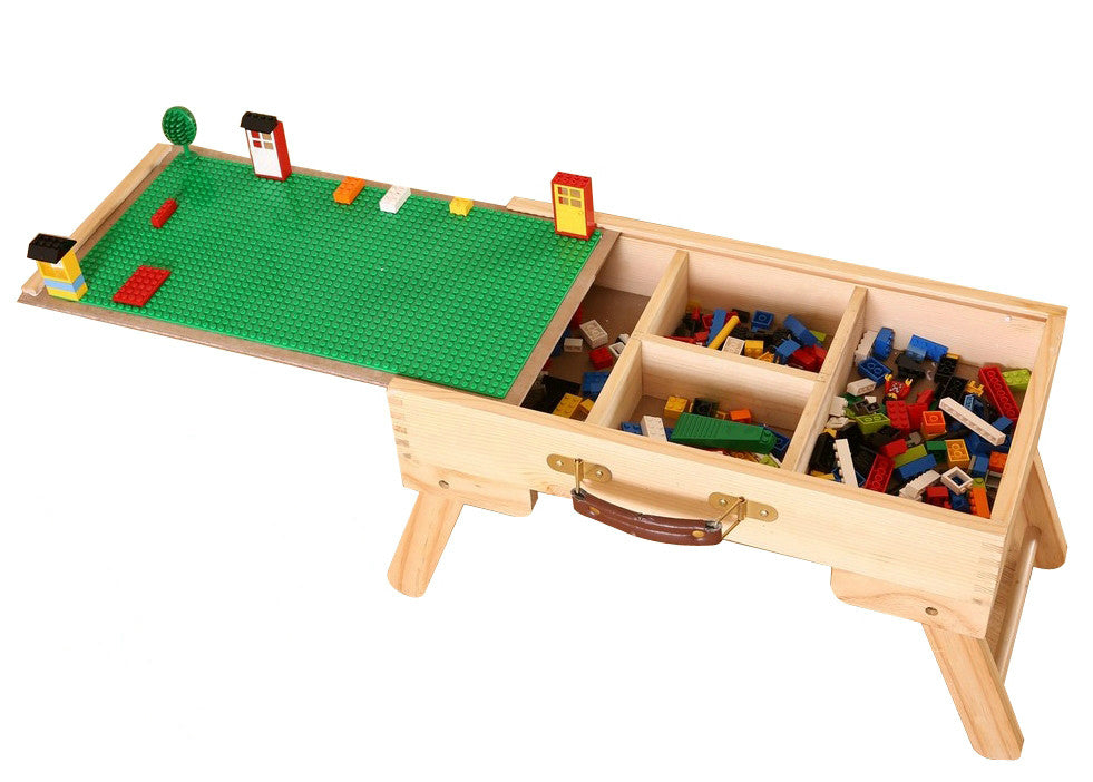 Block compatible Storage Play Table folding Custom Made Wooden Chalkboard Kids Children - TryKid