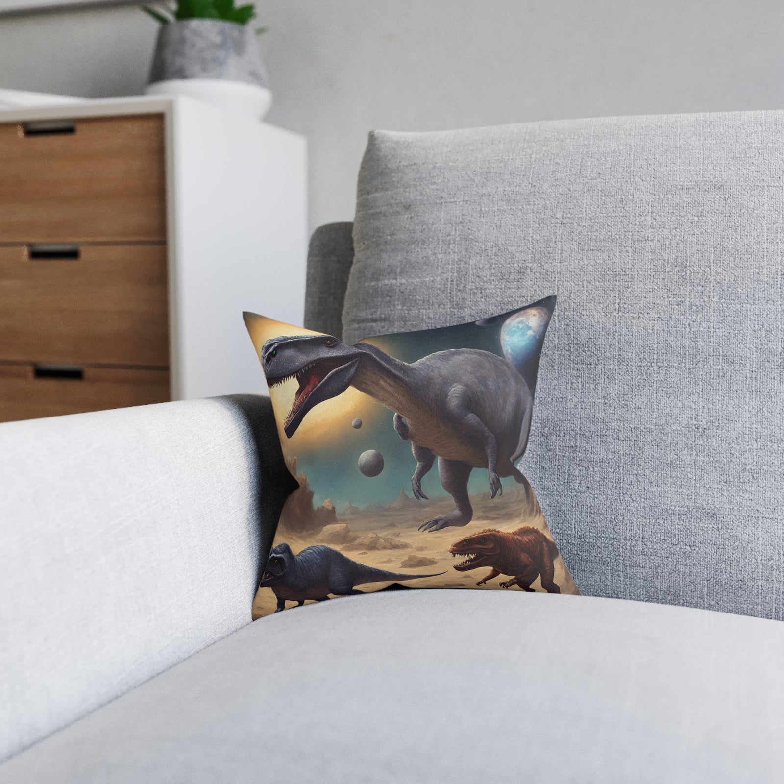 Square Dinosaur Design Pillow: 2-Way Reversible Comfort for a Roaring Bedroom Upgrade