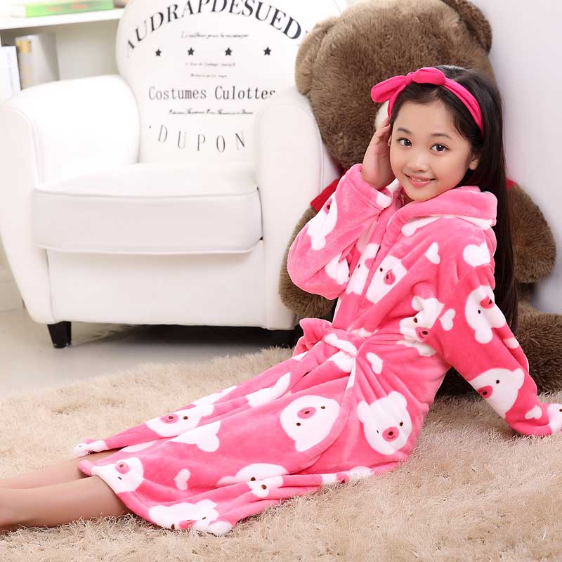 Plus velvet long sleeve children bathrobe - TryKid