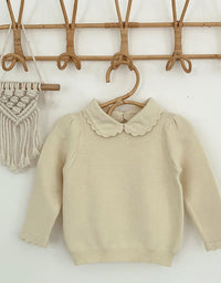 Kids Knitted Pullover Girls Long Sleeve Knit Lace Sweater - TryKid
