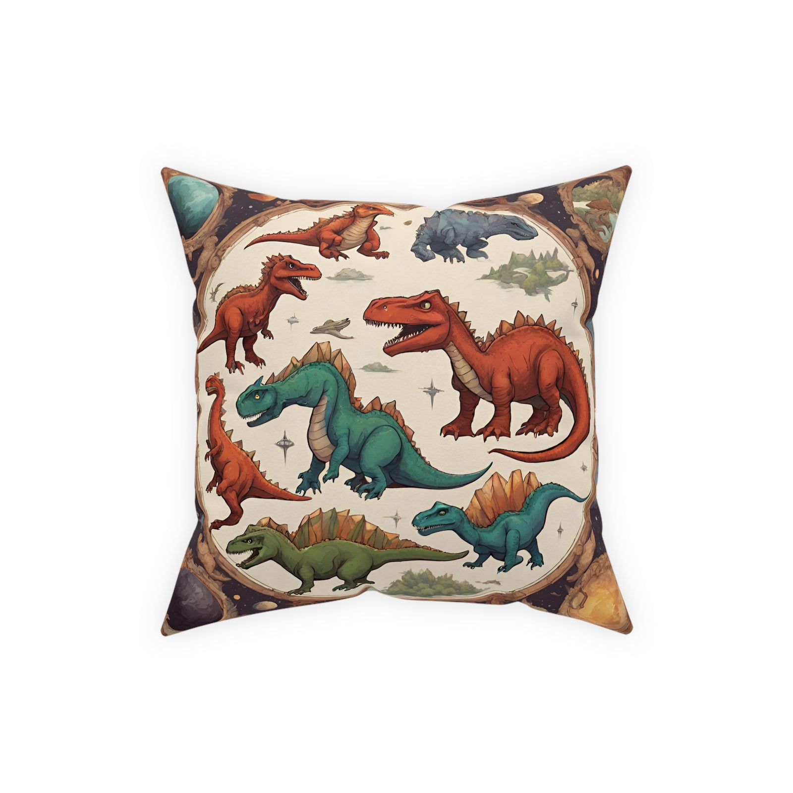 Dino Dreams: Elevate Your Kids' Bedroom with Two Unique and Cool Trending Designs on Broadcloth Pillows – Unleash Jurassic Style and Comfort!