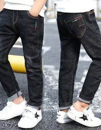 Boys' denim trousers, new style, big children's trousers, spring and autumn children's trousers - TryKid
