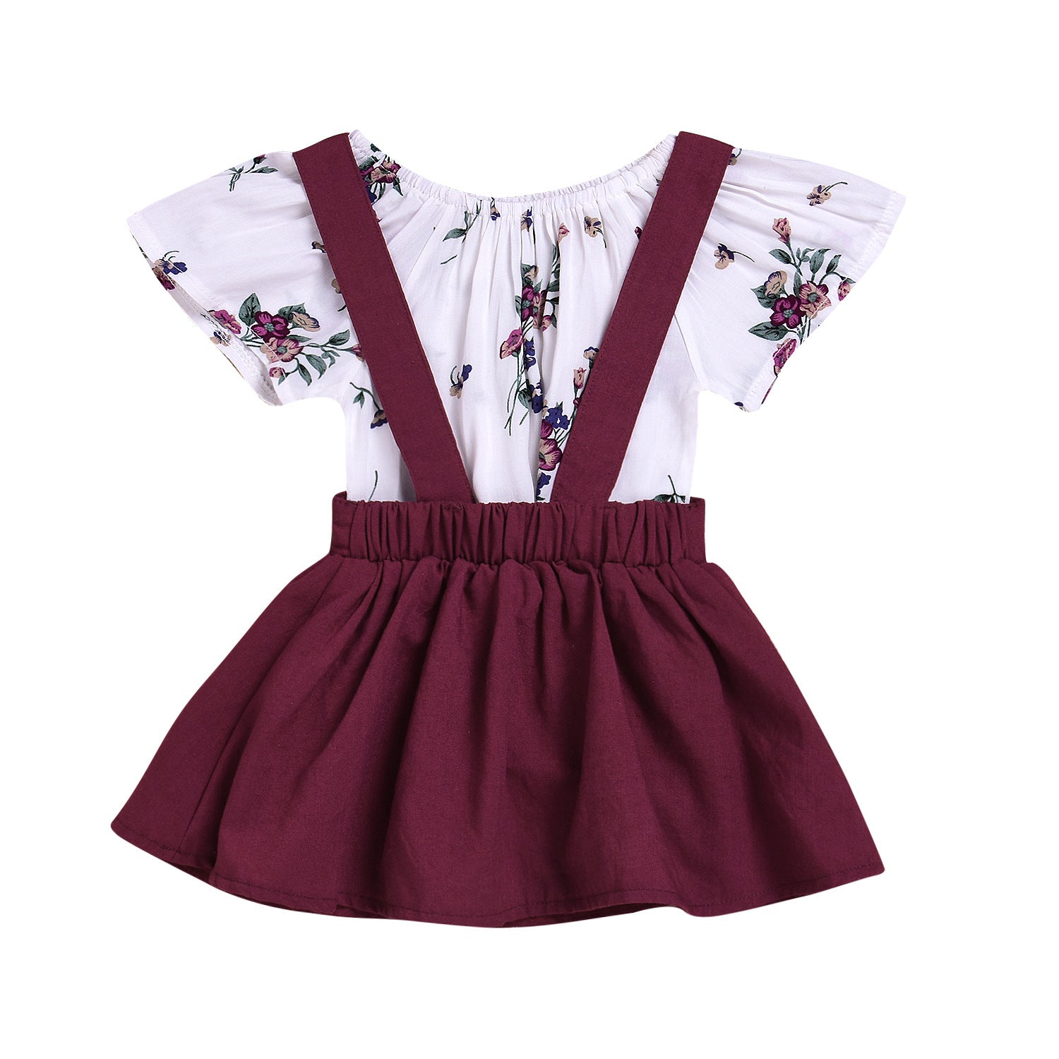 Patricia Floral Set Toddler Kids Baby Girls Floral Romper Suspender Skirt Overalls 2PCS Outfits Baby Clothing - TryKid