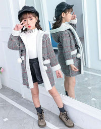 2021 new foreign gas plus velvet jacket thick medium and large children Korean version of the coat woolen coat
