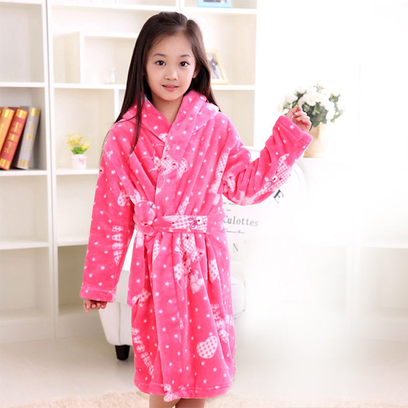 Plus velvet long sleeve children bathrobe - TryKid