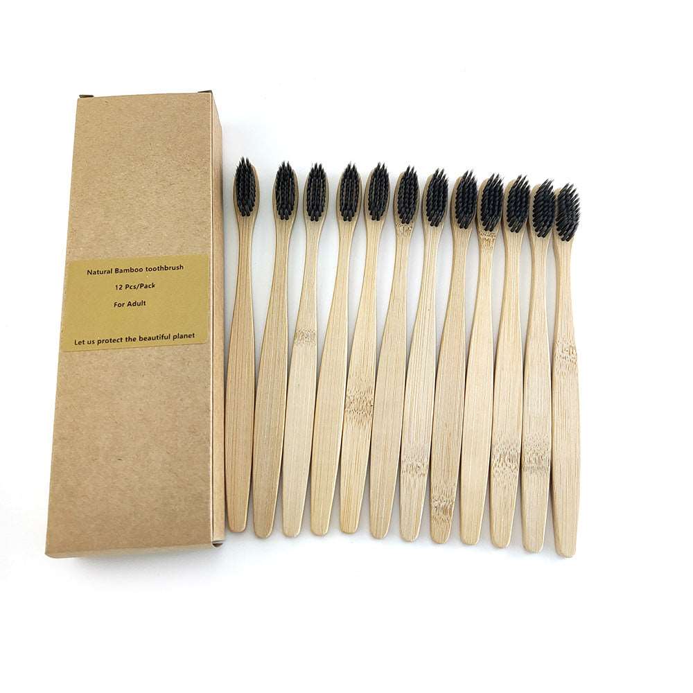 12 Bamboo charcoal environmentally friendly toothbrushes