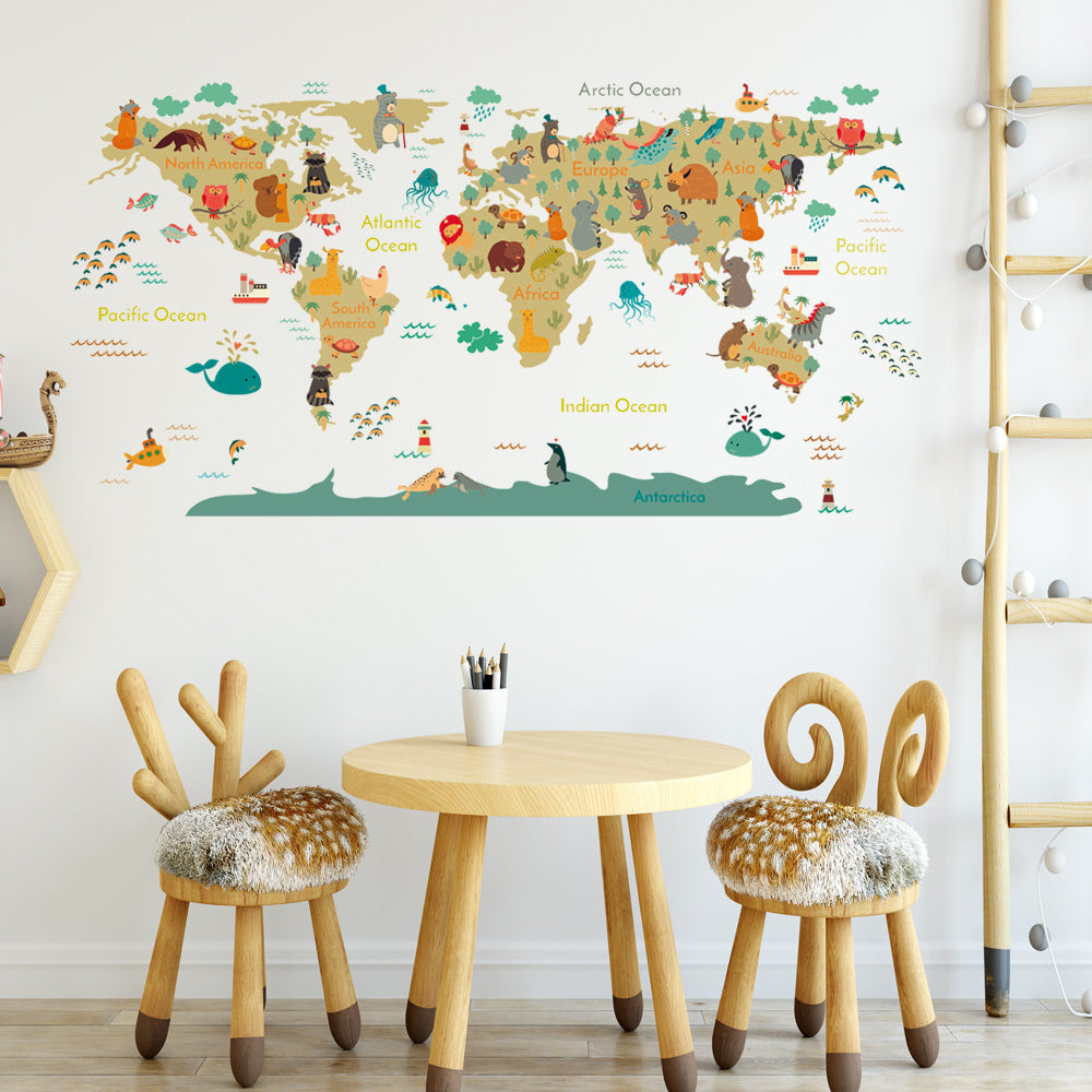 Map Cartoon Animal Wall Sticker Living Room Bedroom Children's Room - TryKid