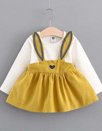 2021 autumn new Korean children's clothing, girls cute rabbit dress, baby baby princess dress 916
