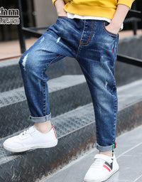 Boys' denim trousers, new style, big children's trousers, spring and autumn children's trousers - TryKid
