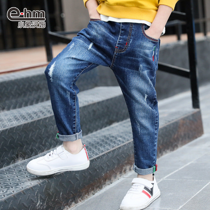 Boys' denim trousers, new style, big children's trousers, spring and autumn children's trousers - TryKid