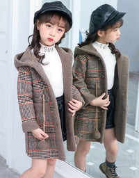 2021 new foreign gas plus velvet jacket thick medium and large children Korean version of the coat woolen coat
