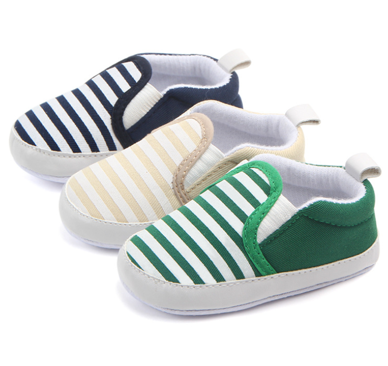 Brand New Pram Newborn Toddler Baby Girls Boys Kids Infant First Walkers Striped Classic Shoes Loafers Casual Soft Shoes - TryKid