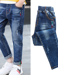 Boys' denim trousers, new style, big children's trousers, spring and autumn children's trousers - TryKid
