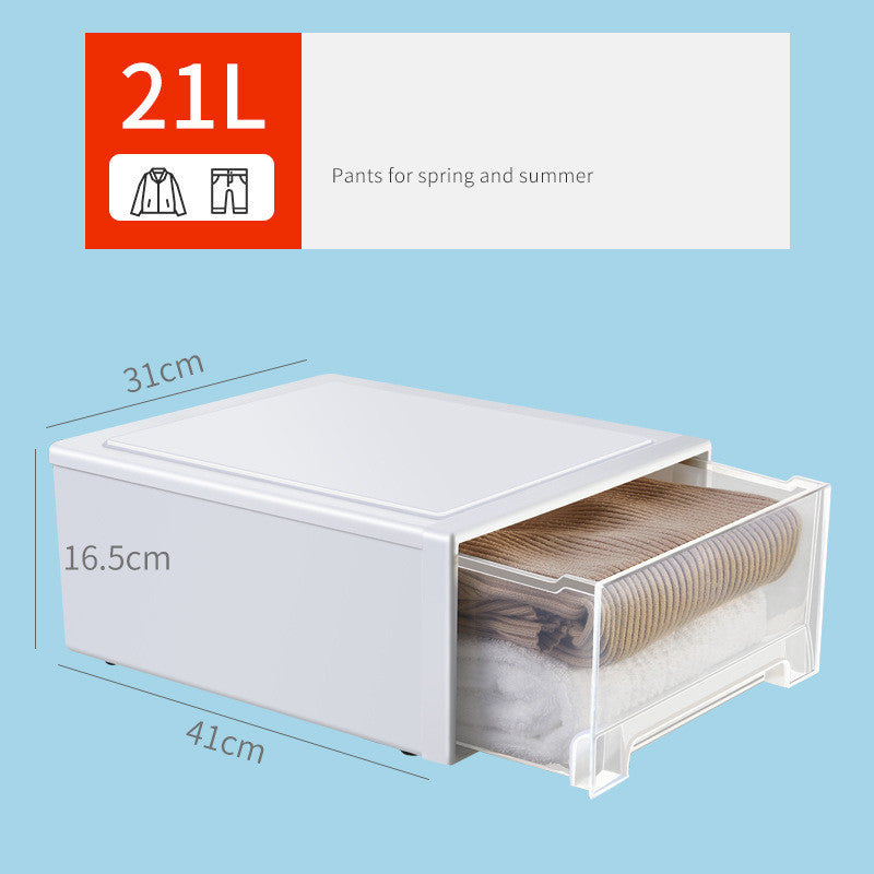 Clothes Storage Box Drawer Type Plastic Thickened Transparent Finishing Box - TryKid