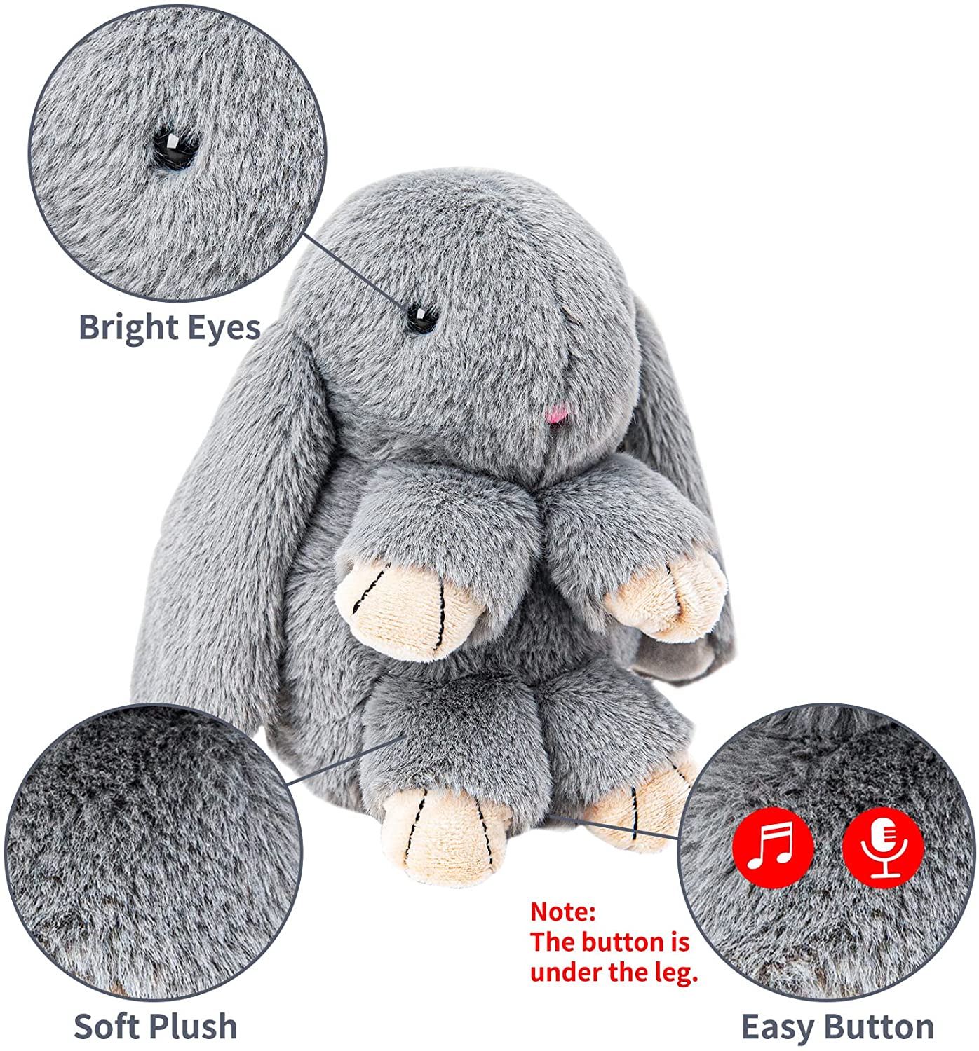 Talking Bunny Toys For Kids, Repeats What You Say, Interactive Stuffed Plush Animal Talking Toy, Singing, Dancing And Shaking For Girls Boys - TryKid
