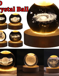 LED Night Light Galaxy Crystal Ball Table Lamp 3D Planet Moon Lamp Bedroom Home Decor For Kids Party Children Birthday Gifts - TryKid

