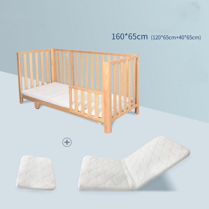 Pine Crib Solid Wood Splicing Unpainted Mobile Multifunctional Lengthened Adjustable Children's Bed - TryKid