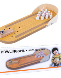 Table Top Mini Bowling Game Set-Tabletop Wooden Board Mini Arcade Desktop Tiny Bowling Shooting Alley Office Desk Stress Relief Gadgets Small Finger Toys Gag Gifts For MenWomen Kids Teens Boys - TryKid
