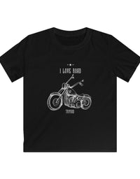 Elevate Young Style: TRYKID Logo Softstyle Tee with Skull, Road Motorbike Love, and Champions Club Design
