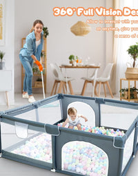 Large Baby Playpen79x71, Extra Large Play Pen For Babies And Toddlers, Play Yard With Gate, Baby Fence With Breathable Mesh, Safety Indoor & Outdoor Activity Center Grey - TryKid
