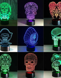 3D LED Color Night Light Changing Lamp Halloween Skull  Light Acrylic 3D Hologram Illusion Desk Lamp For Kids Gift
