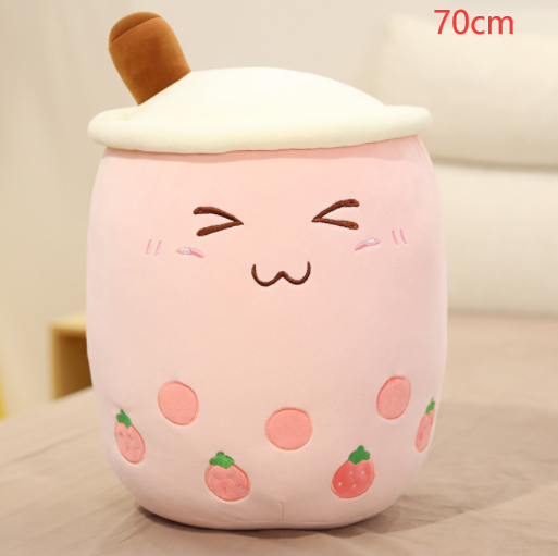 Cute Fruit Drink Plush Stuffed Soft Strawberry Milk Tea Plush Boba Tea Cup Toy Bubble Tea Pillow Cushion Kids Gift - TryKid