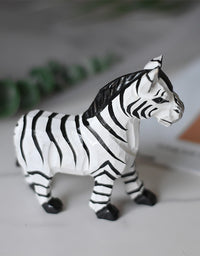 Handmade Wood Carving Black And White Zebra Desktop Props Small Ornaments
