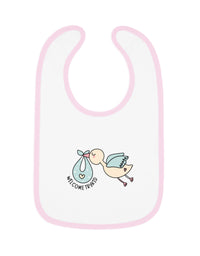 Adorable Baby Contrast Trim Jersey Bib with Exclusive TryKid Logo and Charming Bird Design - A Stylish and Practical Essential for Mess-Free Meals
