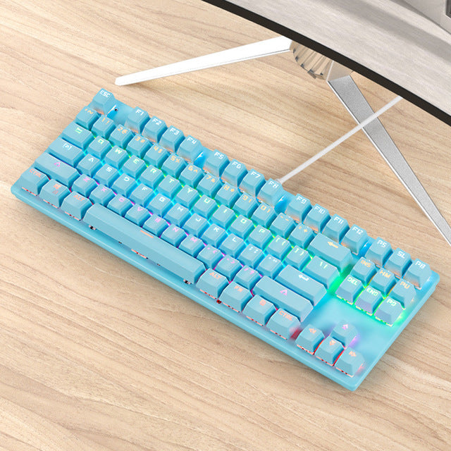 Mechanical Keyboard Green Shaft Desktop Non Punch 87 Key Keyboard - TryKid