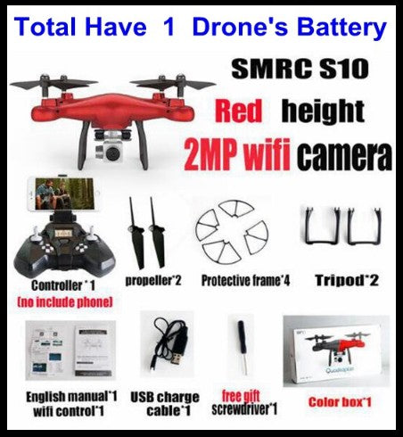 Sales Promotion WiFi 2MP Camera With S10 SMRC FPV Quadcopter Drone Helicopter UAV Micro Remote Control Toy RACER KIT Aircraft - TryKid