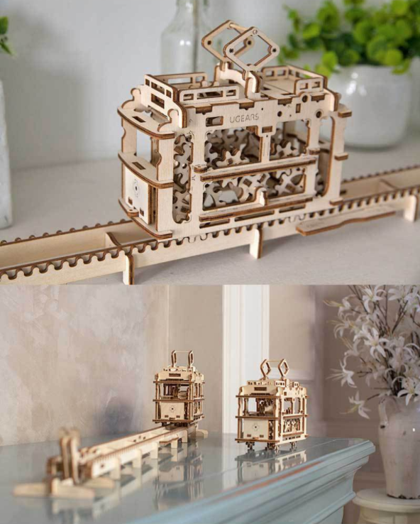 DIY 154pcs Wooden Streetcar Mechanical Transmission Model Assembly Puzzle Toy For kids Education gift - TryKid