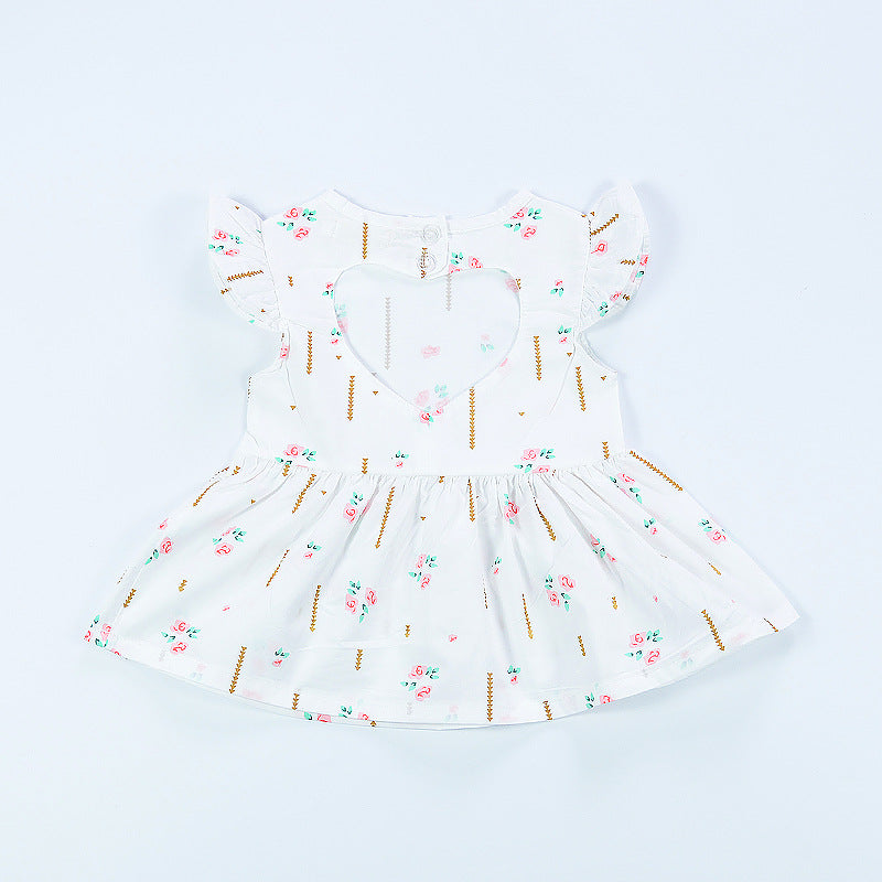 Baby Love Lvkong Dress Female Baby Fly Sleeve Flower Print Dress Cotton Children New Kids Clothing - TryKid