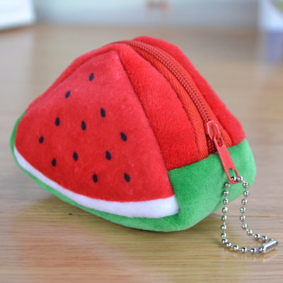 Children's Day Creative Gift Plush Solid Triangle Fruit Zero Wallet Coin Bag Key Bag Strap - TryKid