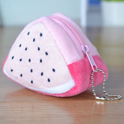 Children's Day Creative Gift Plush Solid Triangle Fruit Zero Wallet Coin Bag Key Bag Strap - TryKid