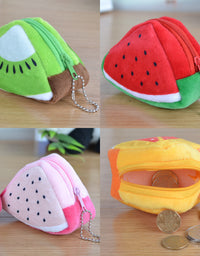 Children's Day Creative Gift Plush Solid Triangle Fruit Zero Wallet Coin Bag Key Bag Strap - TryKid
