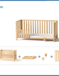 Pine Crib Solid Wood Splicing Unpainted Mobile Multifunctional Lengthened Adjustable Children's Bed - TryKid
