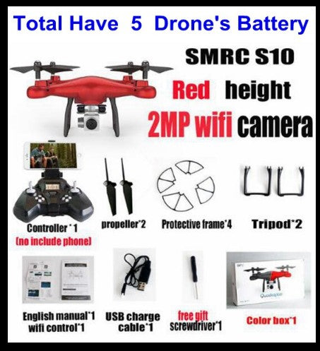 Sales Promotion WiFi 2MP Camera With S10 SMRC FPV Quadcopter Drone Helicopter UAV Micro Remote Control Toy RACER KIT Aircraft - TryKid