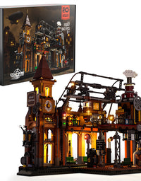 Steampunk Train Station Building Blocks Light Puzzle Model Toys - TryKid
